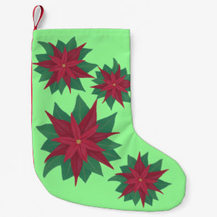 Petite Chaussette De Noël Rouge Vert Noël Poinsettias Bas