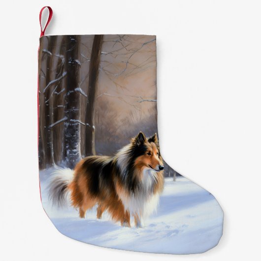 Petite Chaussette De Noël Rough Collie Laisser Neige Noël (Devant)