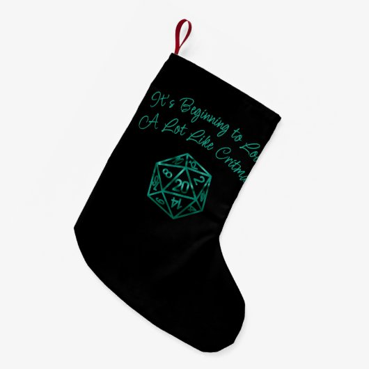 Petite Chaussette De Noël RPG Critmas | Teal Green Tabletop Roleplayer Dice (Devant (Accrochage))
