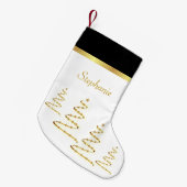 Petite Chaussette De Noël Ruban d'or simple et élégant (Devant (Accrochage))