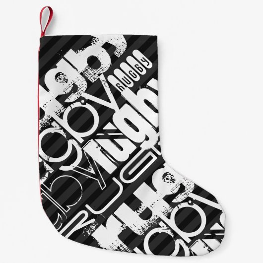 Petite Chaussette De Noël Rugby ; Gris noir et foncé (Devant)