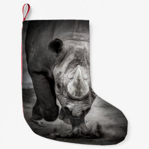 Petite Chaussette De Noël Running Rhinoceros : Wild Animal Portrait.