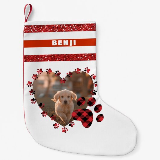 Petite Chaussette De Noël Russe Agritourisme Buffalo Plaid Chien Chat Famill (Devant)