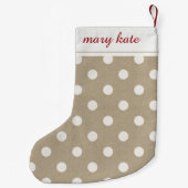 Petite Chaussette De Noël Russe blanc Faux Burlap Polka Dot (Dos)