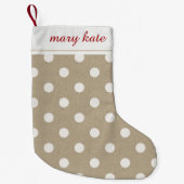Petite Chaussette De Noël Russe blanc Faux Burlap Polka Dot (Devant)