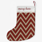 Petite Chaussette De Noël Russe Red Faux Burlap Motif Chevron (Dos)