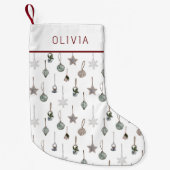 Petite Chaussette De Noël Rustic Christmas Ornaments  Custom Name (Devant)