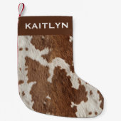 Petite Chaussette De Noël Rustic Cow Fur Spots Brown White (Devant)