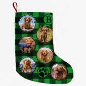 Petite Chaussette De Noël Rustic Green Black Plaid Fun 12 Animaux de compagn (Devant)