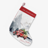 Petite Chaussette De Noël Rustic Red Truck Noël personnalisé (Devant (Accrochage))