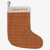 Petite Chaussette De Noël Rustique Automne Plaid Nom géométrique personnalis (Devant)