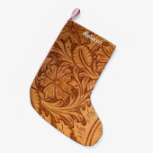 Petite Chaussette De Noël Rustique brun pays occidental en cuir (Devant (Accrochage))