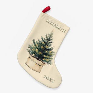 Petite Chaussette De Noël Rustique minimaliste Noël Arbre vacances