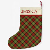 Petite Chaussette De Noël Rustique Noël Plaid Motif personnalisé (Dos)