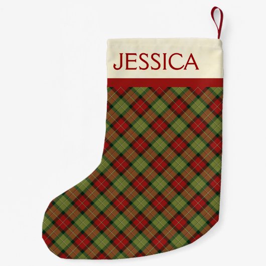 Petite Chaussette De Noël Rustique Noël Plaid Motif personnalisé (Dos)