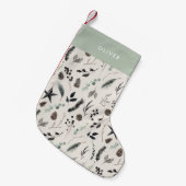 Petite Chaussette De Noël Sage vert moderne scandi élégant script Noël (Devant (Accrochage))