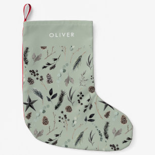 Petite Chaussette De Noël Sage vert moderne scandi élégant script Noël