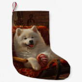 Petite Chaussette De Noël Samoyed Chien Festive de Noël (Devant)