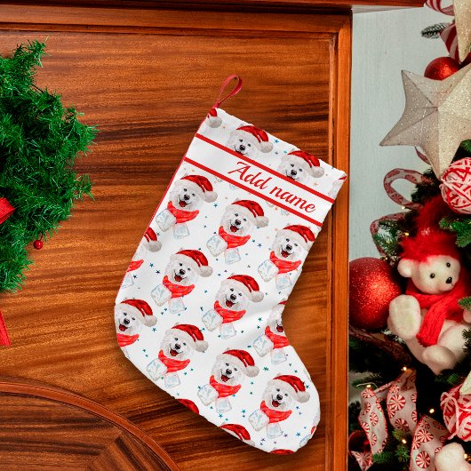 Petite Chaussette De Noël Samoyed Chien race Étoiles de Noël