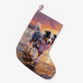 Petite Chaussette De Noël Sandy Australian Shepherd Dog on Beach Sunset (Devant (Accrochage))
