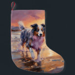 Petite Chaussette De Noël Sandy Australian Shepherd Dog on Beach Sunset<br><div class="desc">Plongez dans la beauté tranquille de notre chien "Sandy Paws and Sunset Hues" sur le coucher du soleil de plage. Cette scène captivante saisit l'essence d'une soirée parfaite au bord de l'eau, avec un fidèle compagnon canin qui profite du sable doré et des teintes époustouflantes du soleil couchant. Que vous...</div>