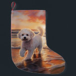 Petite Chaussette De Noël Sandy Paws Bichon Frise Dog sur Beach Sunset<br><div class="desc">Plongez dans la beauté tranquille de notre chien "Sandy Paws and Sunset Hues" sur le coucher du soleil de plage. Cette scène captivante saisit l'essence d'une soirée parfaite au bord de l'eau, avec un fidèle compagnon canin qui profite du sable doré et des teintes époustouflantes du soleil couchant. Que vous...</div>