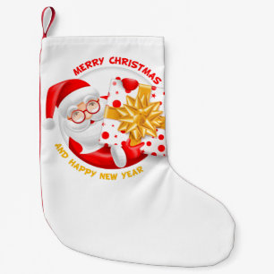 Petite Chaussette De Noël Santa Claus heureux stock de la nouvelle année