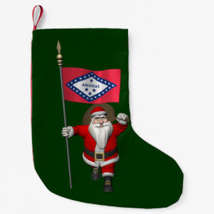 Petite Chaussette De Noël Santa Claus With Ensign Of Arkansas