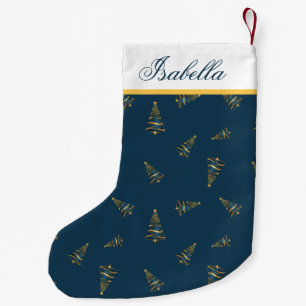 Petite Chaussette De Noël Sapin de Noël Doré Minimaliste Élégant