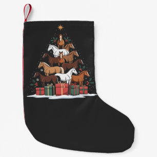 Petite Chaussette De Noël Sapin de Noël en forme de cheval, Noël équin