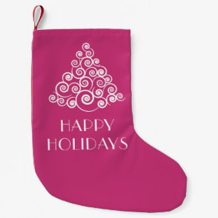 Petite Chaussette De Noël Sapin de Noël Rose Moderne