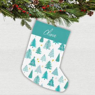 Petite Chaussette De Noël Sapin de Noël vert personnalisé Forêt d'hiver