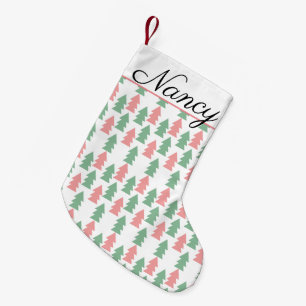 Petite Chaussette De Noël Sapins de Noël rose vert Noël moderne