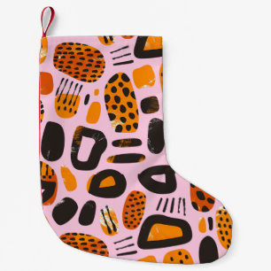 Petite Chaussette De Noël "Savanna Pop : Vibes tribales en orange et noir"