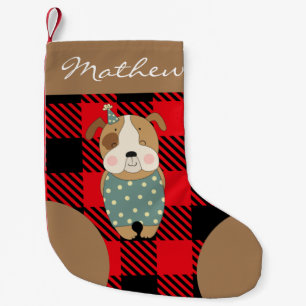 Petite Chaussette De Noël Scénario personnalisé Chaleureux buffle plaid roug