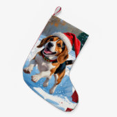 Petite Chaussette De Noël Scène de fête de Noël beagle (Devant (Accrochage))