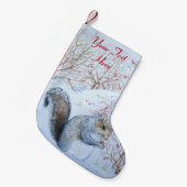 Petite Chaussette De Noël scène de neige d'écureuil gris mignon fêtes de Noë (Devant (Accrochage))