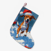 Petite Chaussette De Noël Scène de Noël du Festival Basenji (Devant (Accrochage))