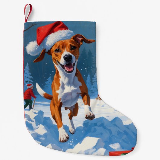 Petite Chaussette De Noël Scène de Noël du Festival Basenji (Devant)