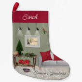 Petite Chaussette De Noël Scène de Noël pittoresque (Devant)