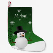 Petite Chaussette De Noël Scene d'hiver de Snowman vert Noël Stocker (Devant)