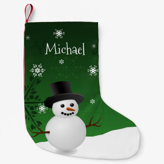 Petite Chaussette De Noël Scene d'hiver de Snowman vert Noël Stocker (Devant)