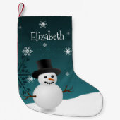 Petite Chaussette De Noël Scène d'hiver turquoise Snowman (Devant)