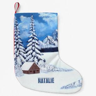 Petite Chaussette De Noël Scène hivernale merveilleuse