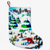 Petite Chaussette De Noël scène mignonne de neige de renard et de Noël de (Devant)