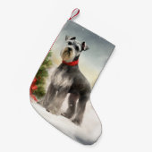 Petite Chaussette De Noël Schnauzer Chien à Noël de neige (Devant (Accrochage))