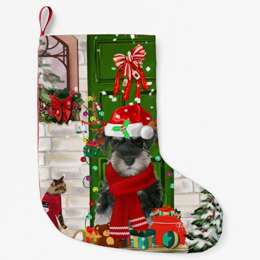 Petite Chaussette De Noël Schnauzer Chien Noël (Devant)