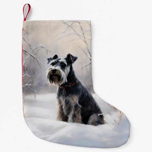 Petite Chaussette De Noël Schnauzer Miniature Laisser neiger Noël (Devant)