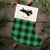 Petite Chaussette De Noël Scottie Chien Nom Personnalisé Buffalo Plaid Green