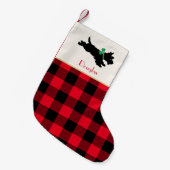 Petite Chaussette De Noël Scottie Chien Nom Personnalisé Buffalo Plaid Red (Devant (Accrochage))
